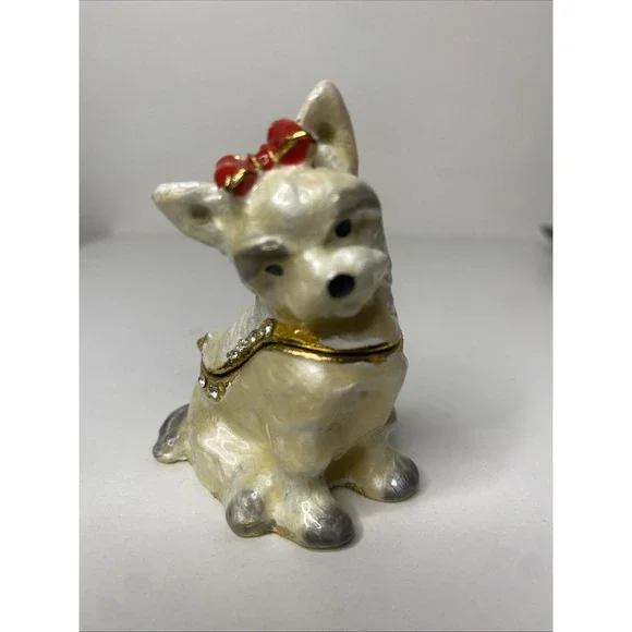 West Highland Terrier‎ Dog Jeweled Trinket Box Cloisonné Enameled - Picture 2 of 9